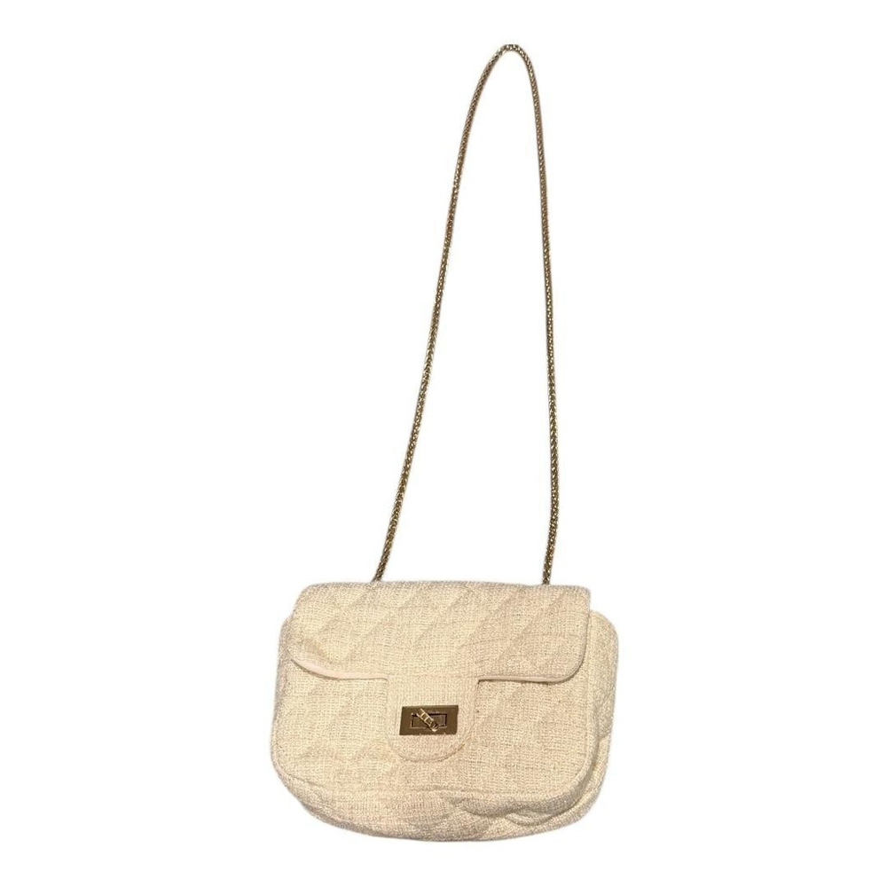 Forever 21 Crossbody Bag Purse Womens Small White Quilted Chain Strap Evening